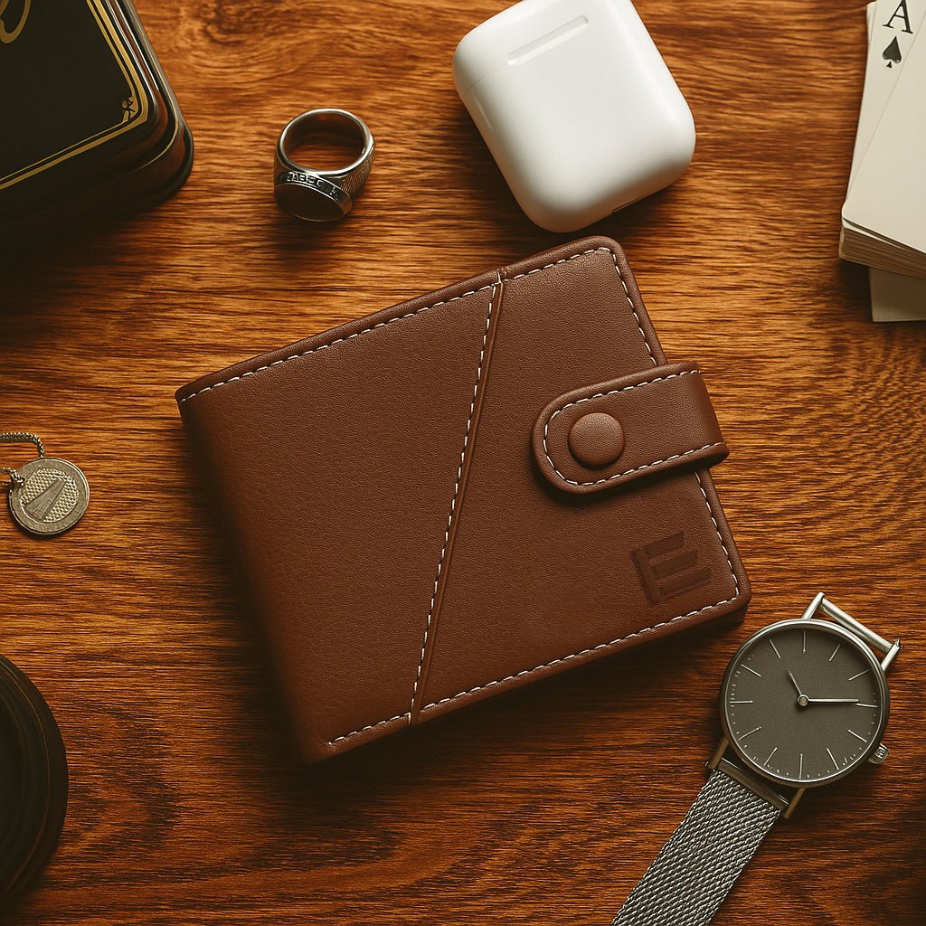 Empecco Formal Men's Bi - Fold Leather Wallet (Brown) - Empecco