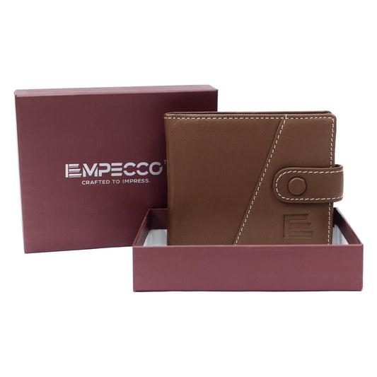 Empecco Formal Men's Bi - Fold Leather Wallet (Brown) - Empecco
